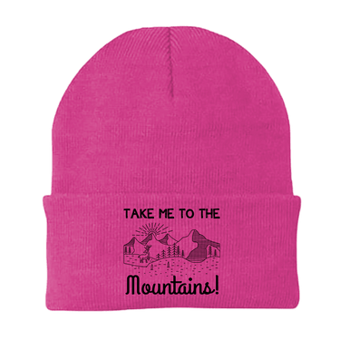 Hiking Take Me To The Mountains Embroidered Beanie